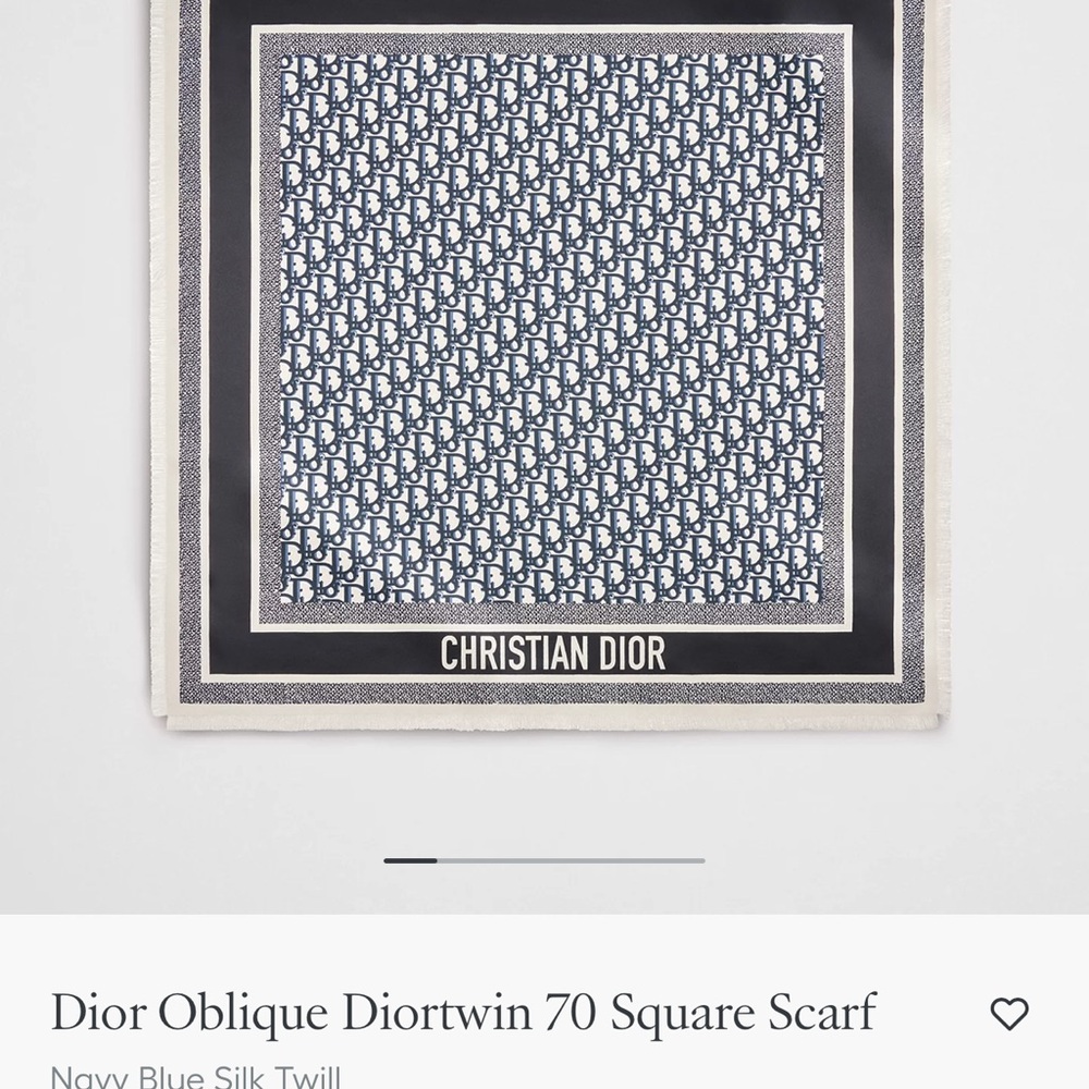 Dior Navy Blue and White Square Scarf